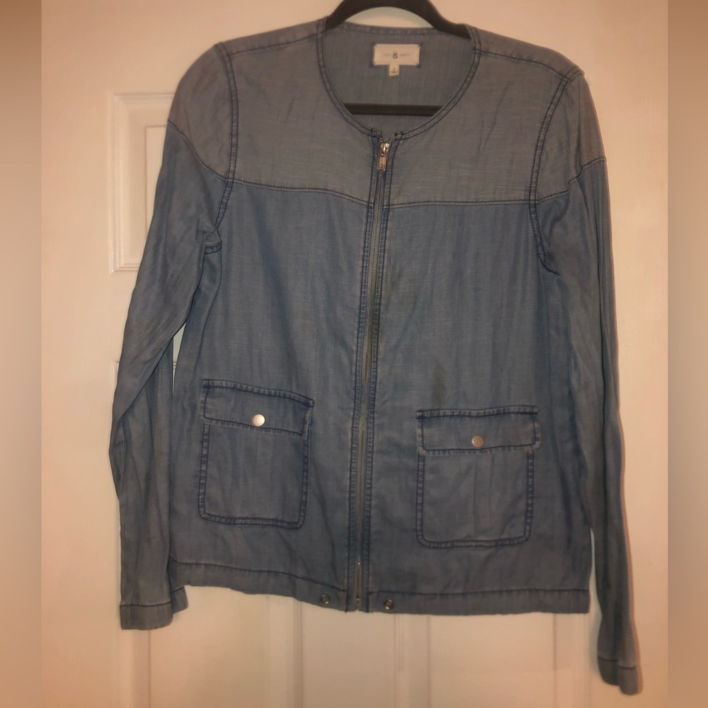 Loft Chambray Two-tone Zipper Jacket S